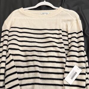Reformation Cream and Black Stripe Cashmere Sweater